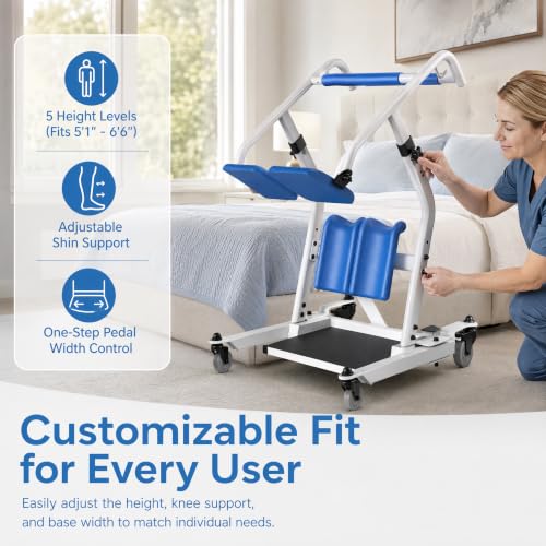 Image of Sit to Stand Lift for Elderly,Patient Transfer Stand Assist Aid,Sit to Stand Patient Lift for Seniors,Aid for Home Care Use,Elderly Lift Assist Transfer Device-Transport Chair Stand Assist, 400l cap