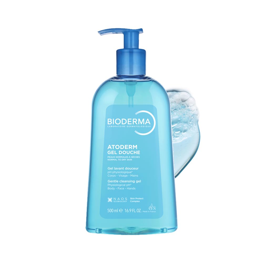 Bioderma Atoderm Gel Douche Ultra Gentle | Soap-Free Daily Use Shower Gel with Niacinamide for 24H Hydration & Glycerin| Boosts Hyaluronic Acid & Ceramides | Normal to Dry Skin (500 ml) 1
