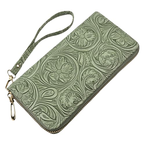 Womens Wallet Wristlet RFID Blocking Floral Vegan Leather Purse Long Zip Around Clutch Large Capacity Card Holder