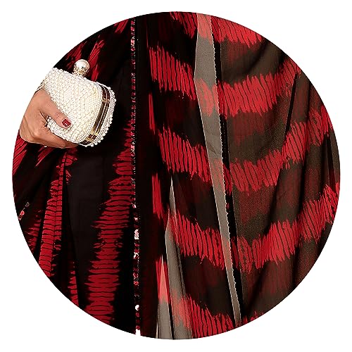 Image of MIRCHI FASHION Women Sari Georgette Chevron Printed | Modern Pattern Farewell and Festive Drape with Matching Blouse Piece