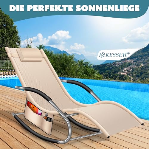 KESSER® Tumbona Plegable de jardín | Silla Plegable | Tumbona | Silla Mecedor ergonómicas reclinables | Resistente a la Intemperie | 150 kg de Carga - imagen 8