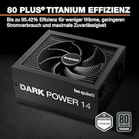 be quiet! Dark Power 14 1000W, ATX 3.1, 80 PLUS® Titanium, modulares Netzteil, Aktive und semi-passive Kühlung, PCIe 5.1, PCIe 5.0 & PCIe 4.0 Grafikkarten, 12V-2x6 Kabel enthalten, Silent Wings-Lüfter – Ansicht 2