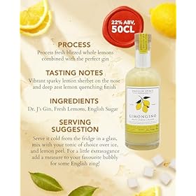 Buy English Spirit Lemon Gin Liqueur 50cl – Refreshing 22% ABV with Fresh Lemon Juice for Perfect Cocktails and Boozy Sherbet – ENGLISH SPIRIT
