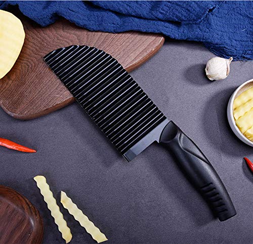 PANNIXIA Golfsnijder, aardappelsnijder, multifunctionele groentesnijder, ribbelmes, crinkle cutter, aardappel, salade… - Image 8