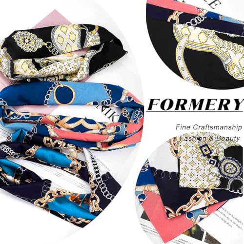Formery Edge Scarf Blue Satin Head Scarf Silk Scarves Lay Edges Natural Hair for Black Women (3PCS)3