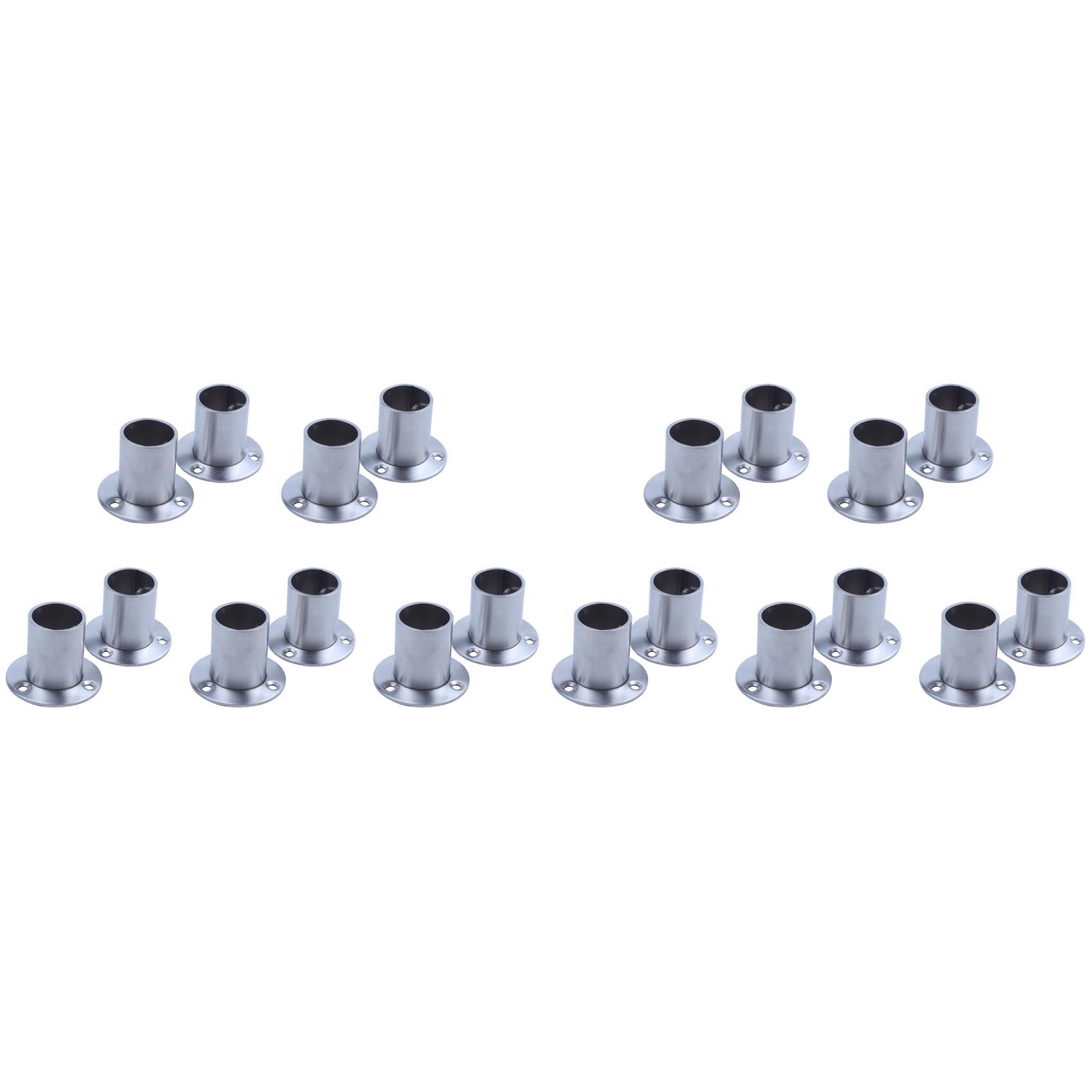 Jnchdghwa Wardrobe 25mm Tube Stainless Steel Rail Rod End Support Bracket 20Pcs
