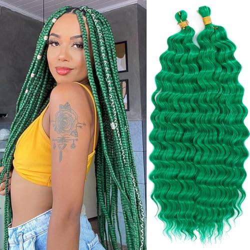 Eerya 18 Inch Deep Wave Curly Braiding Hair 2 Packs Boho Hair for Braiding