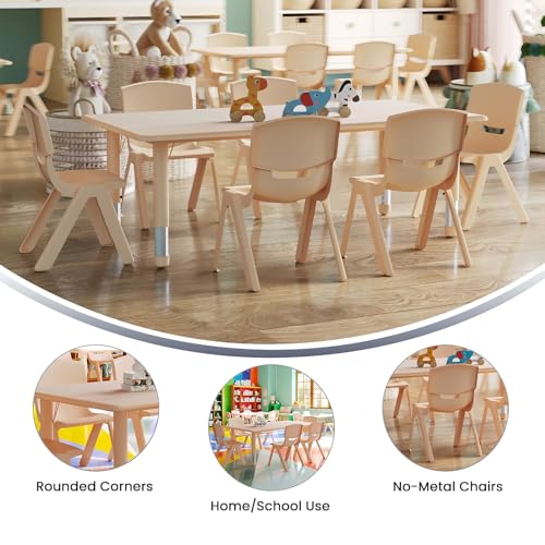 Image of Flash Furniture Kids 47.25x23.6 in Activity Table with 6 Chairs, Natural