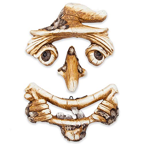 Bits and Pieces - Scarecrow Tree Face Yard Art - Outdoor Tree Hugger Sculpture Garden Decoration
