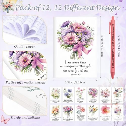 Image of Mooliwe 24 Pcs Positive Affirmation Gift Set Gratitude Notebooks with Pens Small Bags Motivational Encouragement Notepads Daily Affirmations Journal for Women Stress Relief Self Care (Bible)