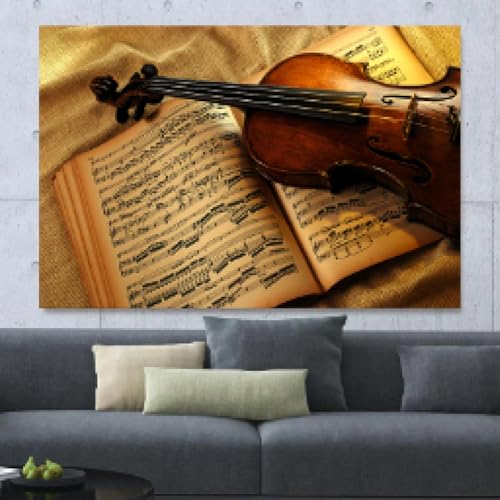 Affiche violon vintage pour décoration murale de salon chaleureux
