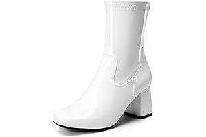 Women's White Gogo Boots Wide Calf Ankle Boots