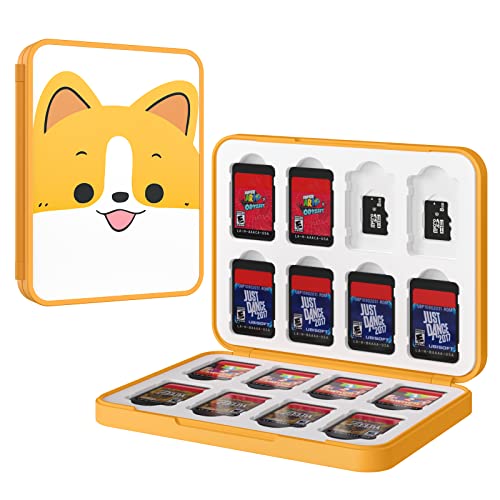 MoKo 16 Game Card Case Compatible with Nintendo Switch/Switch Lite/Switch OLED 2021, Switch Games Holder case for SD Card&Switch Game Card, Switch Game Card Holder Cartridge Storage Box, Orange Dog
