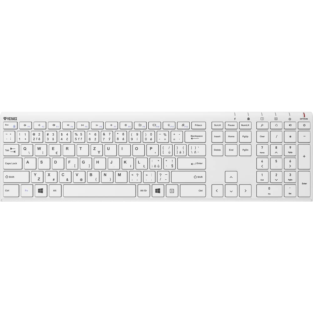 Yenkee Tastiera ricaricabile senza fili Trim, Bianco
