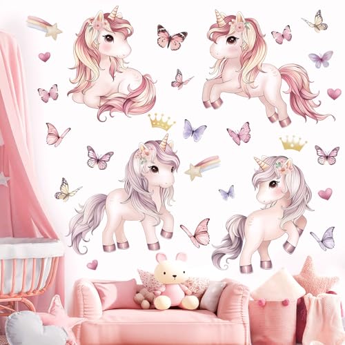 wondever Vinilos Decorativos Unicornio Mariposa Rosa miniatura 2