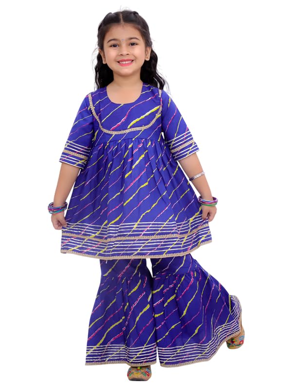 Image of LITTLE GINNIE Girls Kurta Sharara Set | Traditional Ethnic Wear for Kids