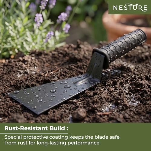 Image of 3 Inch Khurpi for Gardening Heavy Duty Metal Khurpi with Anti-Slip Rubber Grip Handle for Home Garden Digging, Weeding Tool (Black)