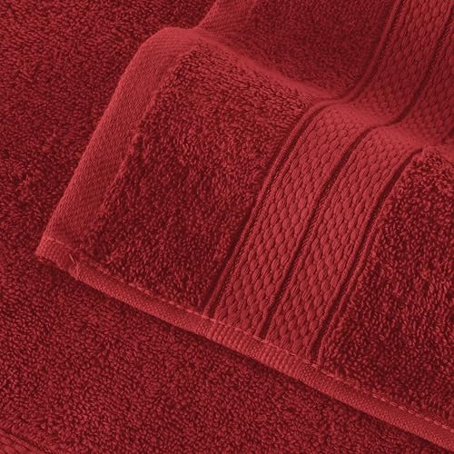 Image of Elegant Comfort Three Line Popcorn Towel Set for Bathroom 16 x 28 inches, Premium Hotel Quality 4-Pack Hand Towels, 100% Turkish Cotton, Soft and Durable, Quick Dry and Highly Absorbent, Burgundy