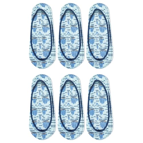 Sperry Women's Microfiber Liner Sublimated Clipper Ships 6 Pair Pack, Blue, Women's Shoe Size 4-10