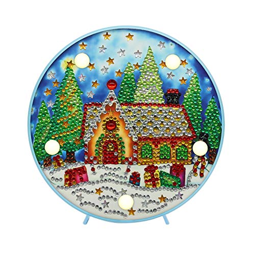 Forart Kit de pintura de diamantes de bricolaje con luz de noche LED Kit de obras de arte de bricolaje hecho a mano Taladro de dibujo de cristal completo Mesita de noche de luz Decoración