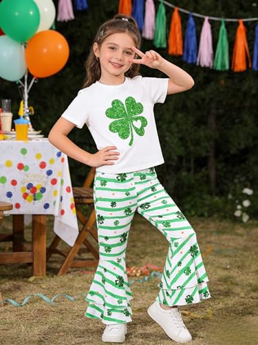 Image of Ayzozuy Kids Toddler Girl Clothes Letter Print Graphic Top + Leopard Print Flare Leg Pants 2PC Summer Clothing Set
