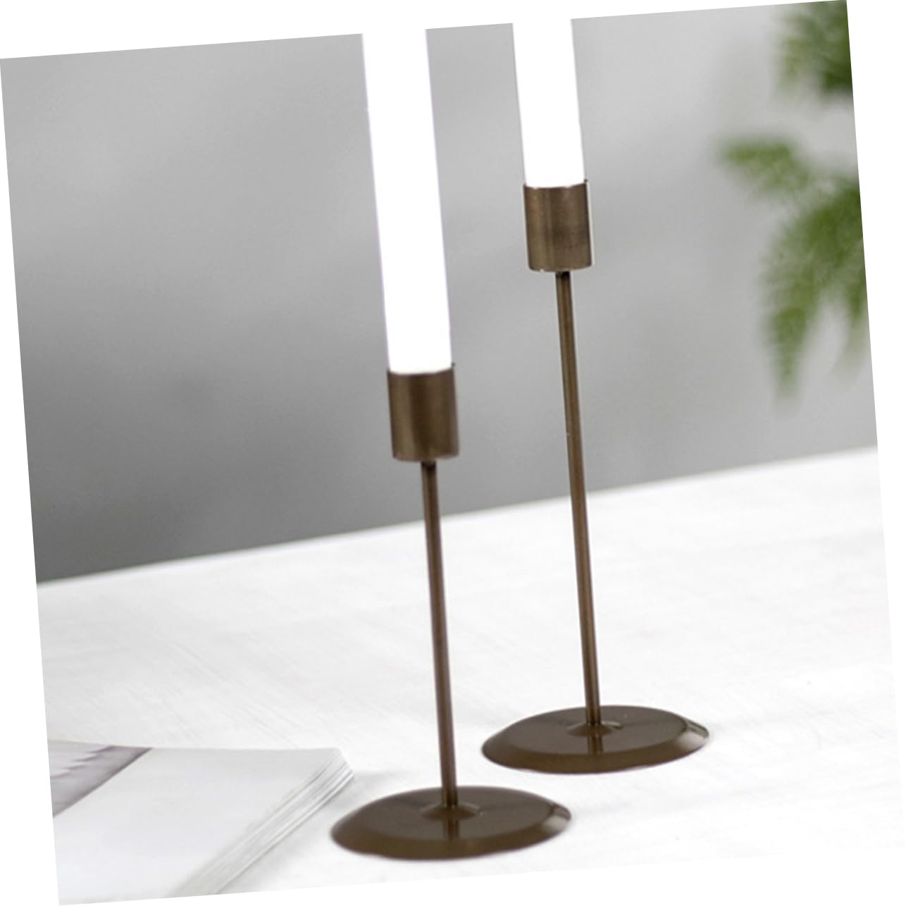 Cabilock 1 Pair Iron Art Candle Stand Dining Table Decor Golden Candlestick Decor for Office Metal Brackets Party Candlestick Candle Holder Simple Candlestick Wedding Props Wrought Iron