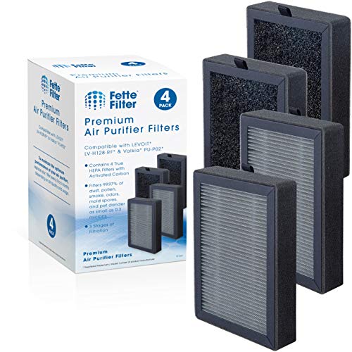 Fette Filter - LV-H128 True HEPA H13 Replacement Filter Compatible with LEVOIT LV-H128-RF/Valkia PU-P02 / PUURVSAS HM669A / ROVACS RV60 Air Purifier Models Part # LV-H128-RF 4QTY