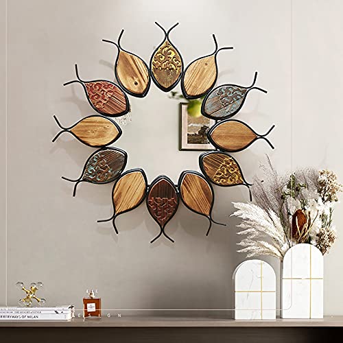 Mediterranean Style Mirror, Wall Hanging Living Room Wall Wrought Iron Decorations, Japanese Style Hallway Dining Room Background Wall Pendant, 30X30In #TOP4