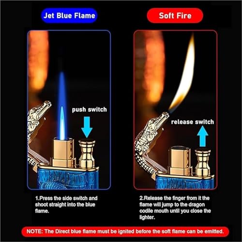 Encendedor metálico antorcha dual llama resistente al viento miniatura 3