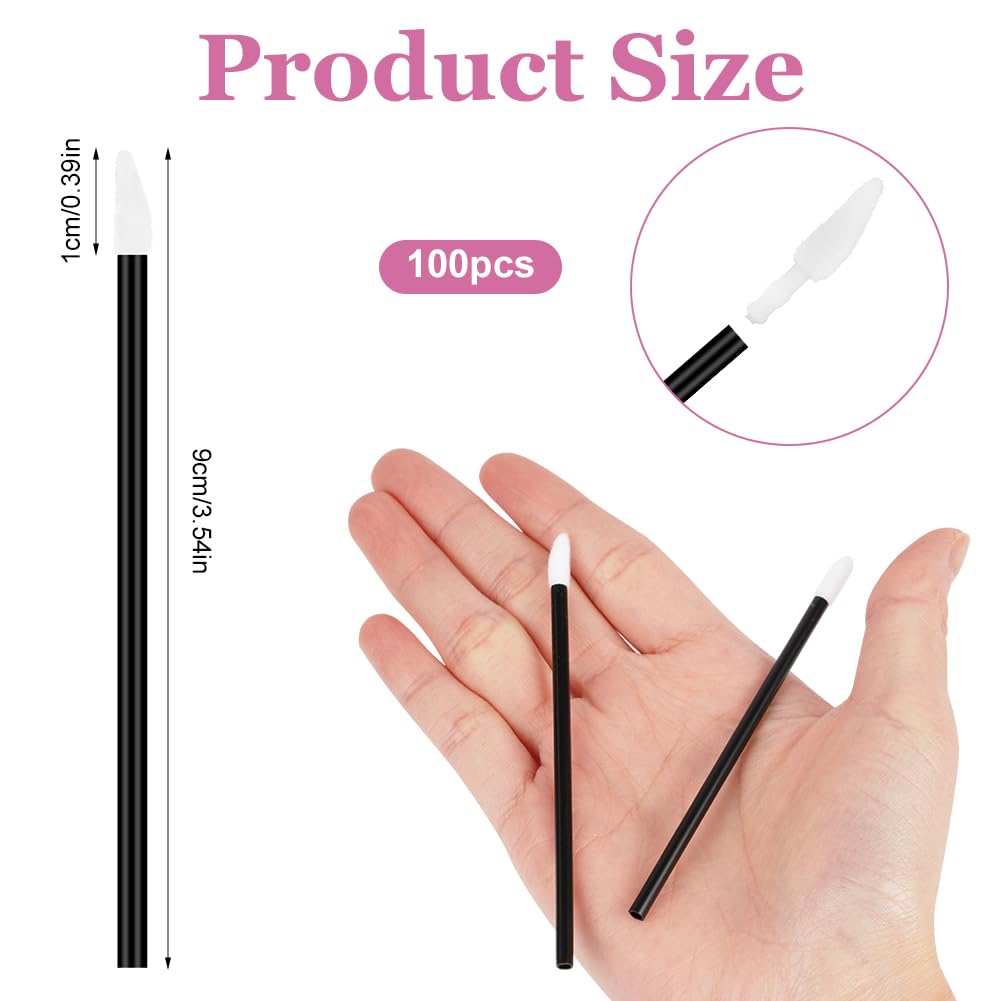 Cepillos para Maquillaje de Labios Desechables, Pinceles Aplicador Labial, Cepillos de Lápiz Labial, Negro 100PCS