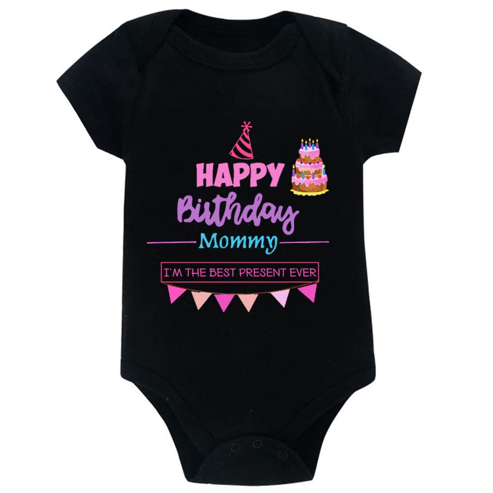 XLXUXUHappy Birthday Mommy Baby Boys Girls Romper Bodysuit Infant Funny Letter Jumpsuit Outfit 0-24Months