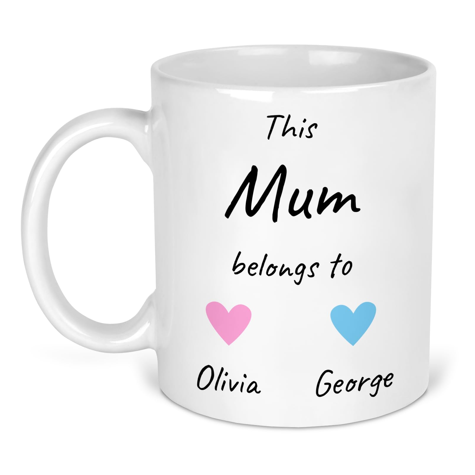 Chicken Craft Personalised This Mum Belongs to Mug with Childrens Names and Hearts