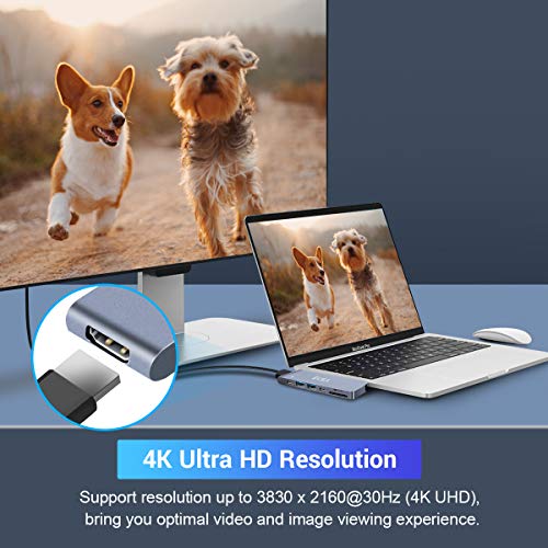 image for Thunderbolt 3 Hub, MacBook Pro Adapter, EKSA 7-in-1 USB C Hub Adapter 