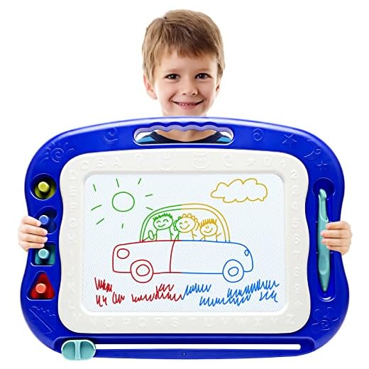 Magnetic Drawing Board,Large Doodle Board Toddler Toys for Girls Boys 3 4 5 6 7 Year Old Kids Gift Etch A Colorful Sketch Magnet Erasable Pad (Blue)
