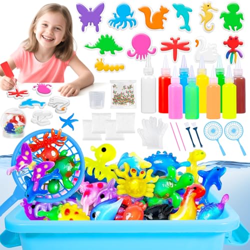 BUOAZR Kit de Elfo Mágico de Agua, 39 PCS Juego de Juguetes Mágicos 3D de Geles, con10 Botes de Gel de Color y 12 Formas, con Caja de Almacenamiento, Regalo Juguetes educativos para Niños 3 4 5 6 Años