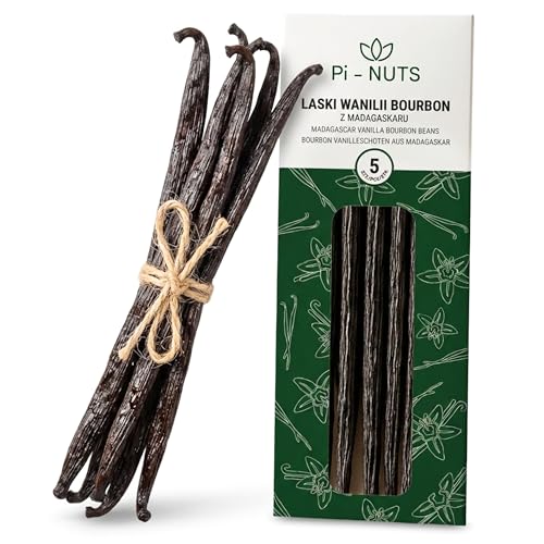 Vanilleschoten aus Madagaskar Bourbon 5 Stück 16-18cm Gourmet-Qualität Premium Vanillestangen mit 32-33% Feuchtigkeit ideal für Backen Desserts und Kochen