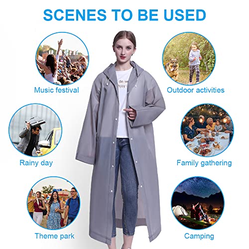 Vicloon Regenponcho, 2 Stück Regenponcho Festival Einweg, Unisex Wiederverwendbar Transparent Regenmantel, PEVA Tragbarer Wasserdicht Regencape, für Reisen, Wandern, Radfahren & Camping