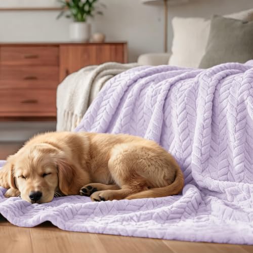 Image of Exclusivo Mezcla Fleece Throw Blanket for Couch Sofa, 50 inchx70 inch, Lilac Purple