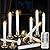 CelebrationLight 10 Pack Flameless Taper Candles with Remote/Timer, Battery Operated Flickering LED Window Candles, Vintage Christmas Electric Fake Candlesticks, Golden Holder