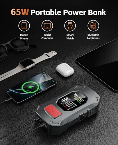 Arrancador 7500A portátil con batería de 24000mAh y compresor de aire de 180PSI 3