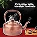 Copper Vintage Stovetop Whistling Tea Kettle and Pot with Handle for Gas Stove (Color)