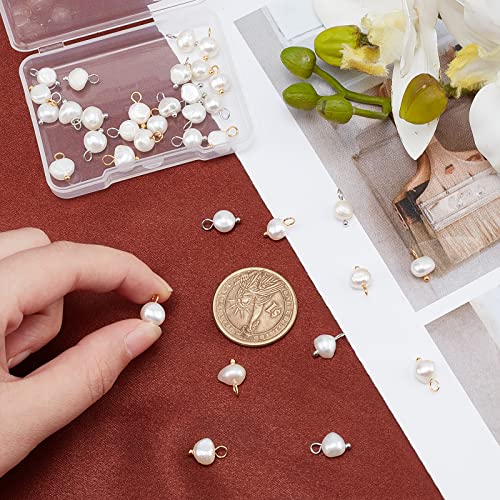 Beebeecraft 40Pcs 2 Colors Freshwater Pearl Charms Baroque Natural Irregular White Pearl Dangle Drop Charms Pendant for DIY Bracelet Necklace Jewelry Making - Image 3