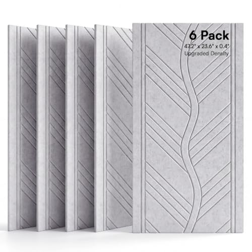 Image of SODOCT 6 Pack Large Acoustic Panels, 47.2 inch X 23.6 inch X 0.4 inch Sound Proof Panels for Walls, Wall Paneles Decorativos Para Pared for Home Studio & Office, Gray