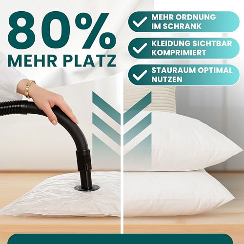 myHodo Vakuumierbeutel Set XXL (6 Stück 80x120 cm) Extra Große Vakuumbeutel für Bettdecken, Praktische Aufbewahrungsbeutel zum Verstauen von Bettwäsche, Vakuum Beutel zur Aufbewahrung von Kleidung