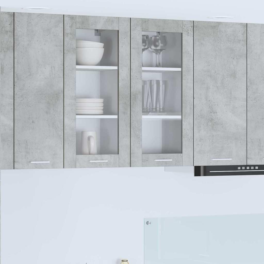 Concrete Gray Engineered Wood Kitchen Wall Cabinet