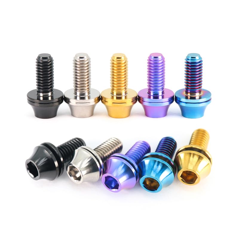 GR5 (Ti-6Al-4V) Titanium Alloy Water Bottle Cage Screws 4-Pack Washer-Proof Screws Bicycle Water Bottle Cage Screws M5 (Burnt Blue, M5x12mm=4pcs)