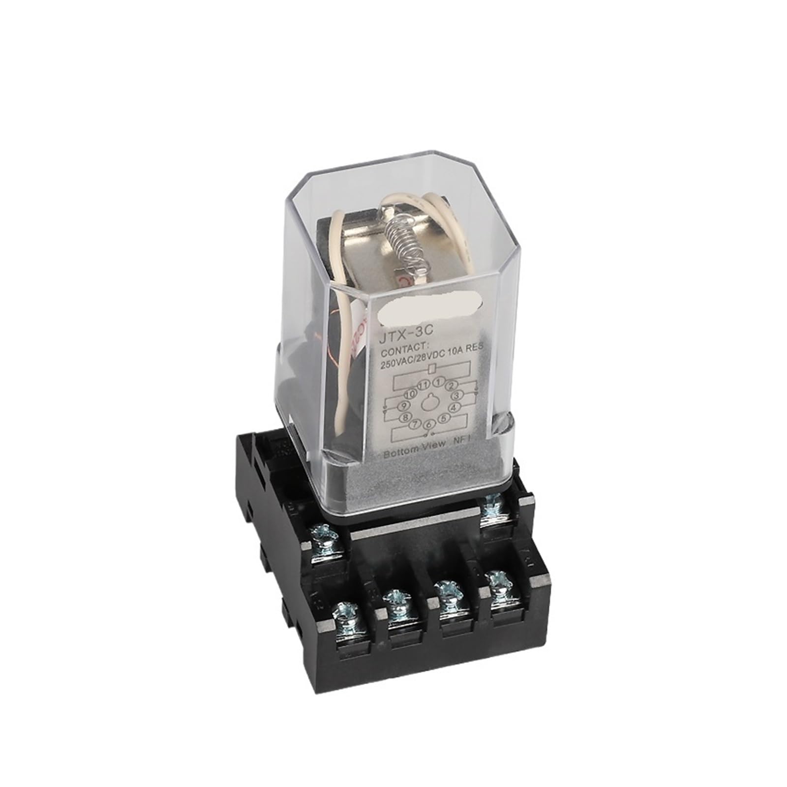 Relé intermedio JTX-3C electromecánico de 11 pines redondos con zócalo 4