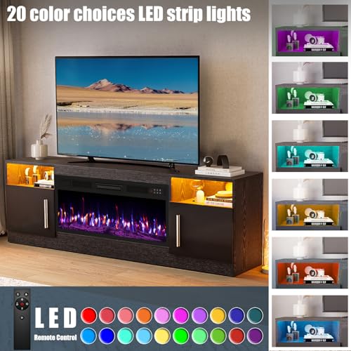 VITESSE 70”Fireplace TV Stand,Modern Entertainment Center Heating Fireplace - Image 5