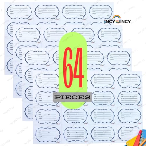 Image of Name Stickers for Notebooks & Books - Pack of 64 Durable Labels | School Stationery Essentials | Name Slips & Book Labels (Formal)