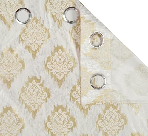Image of Room Darkening Home Decor Curtains for Living Room, Balcony Doors and Windows Panel, Parda, Eyelets Hanging, Golden, Combo Pack of 2, 4 x 8 Feet